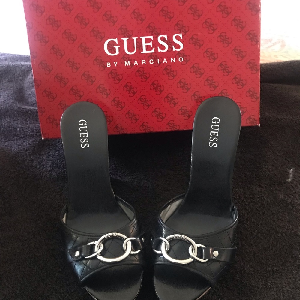 Guess wedge black leather